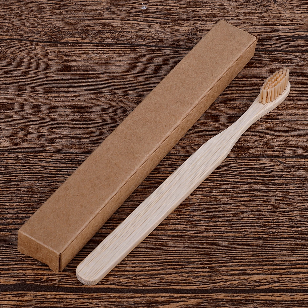 10pcs/set Eco Friendly Bamboo Toothbrush Medium Bristles Biodegradable Oral Care Adults Teeth Cleaning travel Toothbrushes: Beige