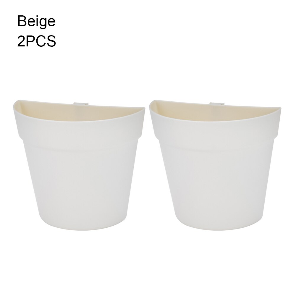 2 stk/sæt altan væghængte plast havekrukker lodret begrønning af vægge plantekasse indendørs og udendørs: Beige