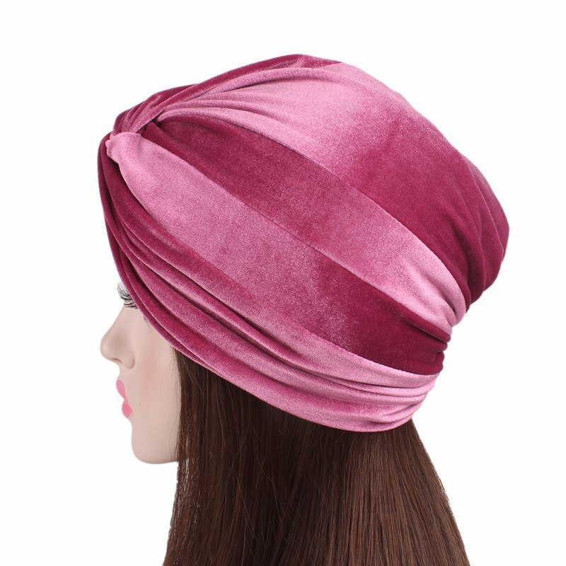Gorros de terciopelo cálido para mujer, turbante Hijab musulmán para mujer, turbante africano de India, pañuelo para la cabeza, gorros