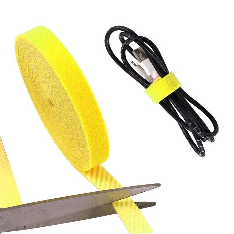 1pc Nylon Network Doublesided Back To Back Cable Organizer Tape For Desktop Computer Free Length Power Wire Home Office Storage: yellow / 2 M