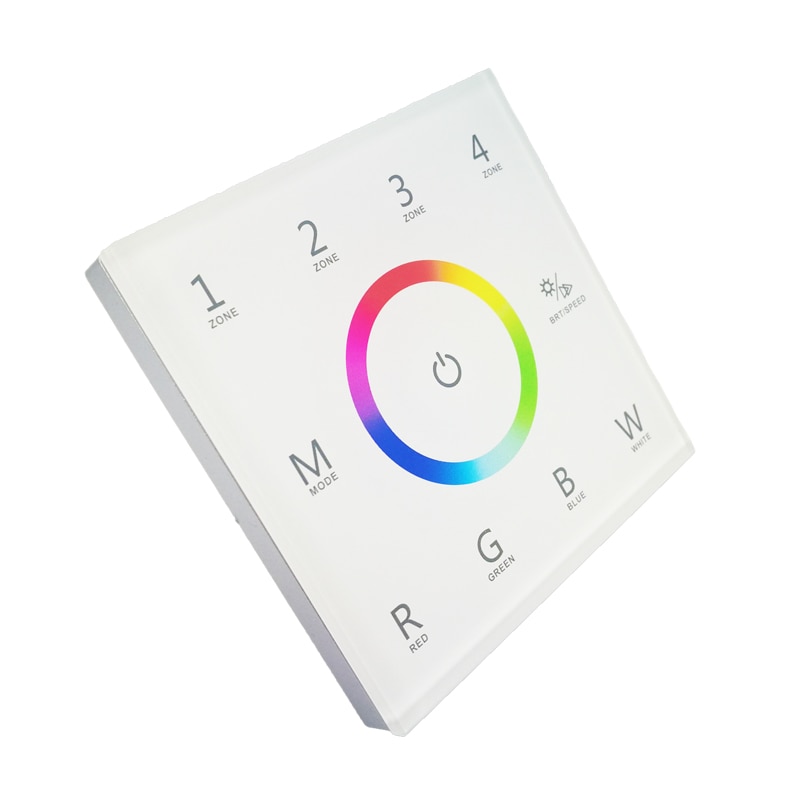 Led RGBW Strip Controller Wall Touch Panel 4 zones 2.4GHz RF Wireless 12V led strip rgbw controller with V4-D Din Receiver