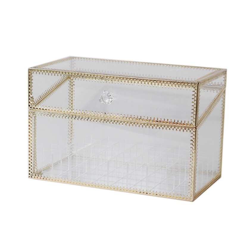 Boîte de rangement de maquillage doré boîte de rangement étui cosmétique en verre pour rouge à lèvres soins de la peau vernis à ongles présentoir de parfum: 40