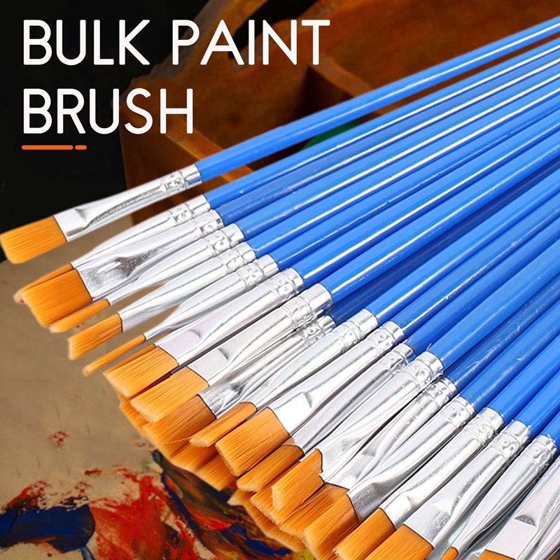 50 Stuks Penselen Set Kids Nylon Platte Haar Kleine Olie Aquarel Kunstenaar Schilderij Kits Bulk Voor Kinderen