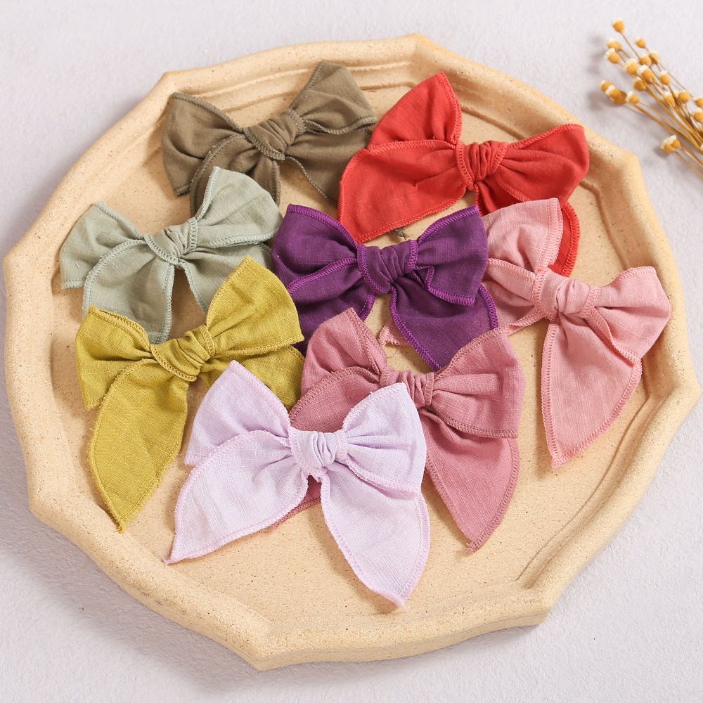 Baby Hair Clips Cotton Hairpin For girls Big Bows Barrettes Infant Linen Side Clips Hair Accessories Cute Hairgrips