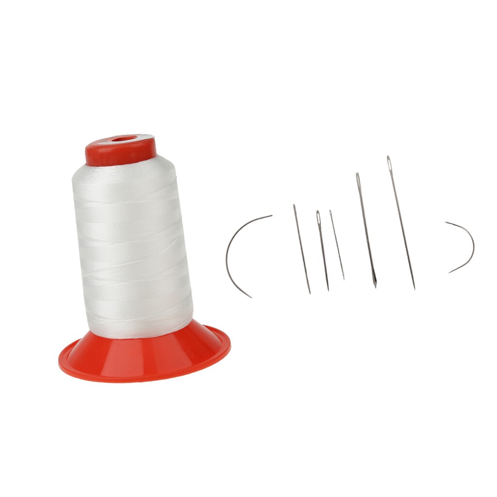 7pcs Heavy Duty Hand Sewing Needles Kit and White Bonded Nylon Sewing Thread