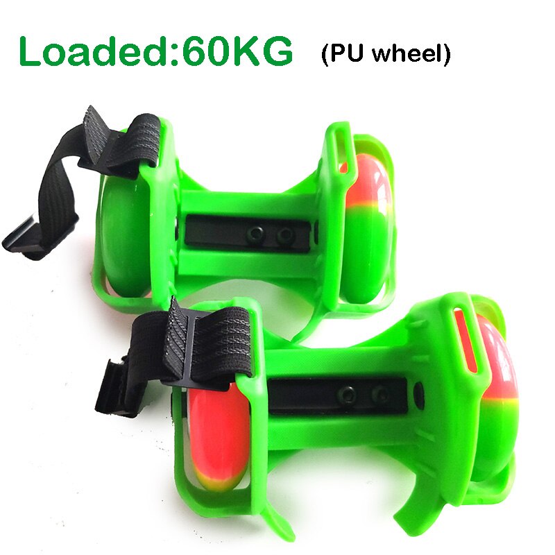 Kids Adult Flashing Roller Skating Shoes Small Whirlwind Pulley Flash Wheel heel Roller Skates Sports Roller skate Shoes: 60kg PU green