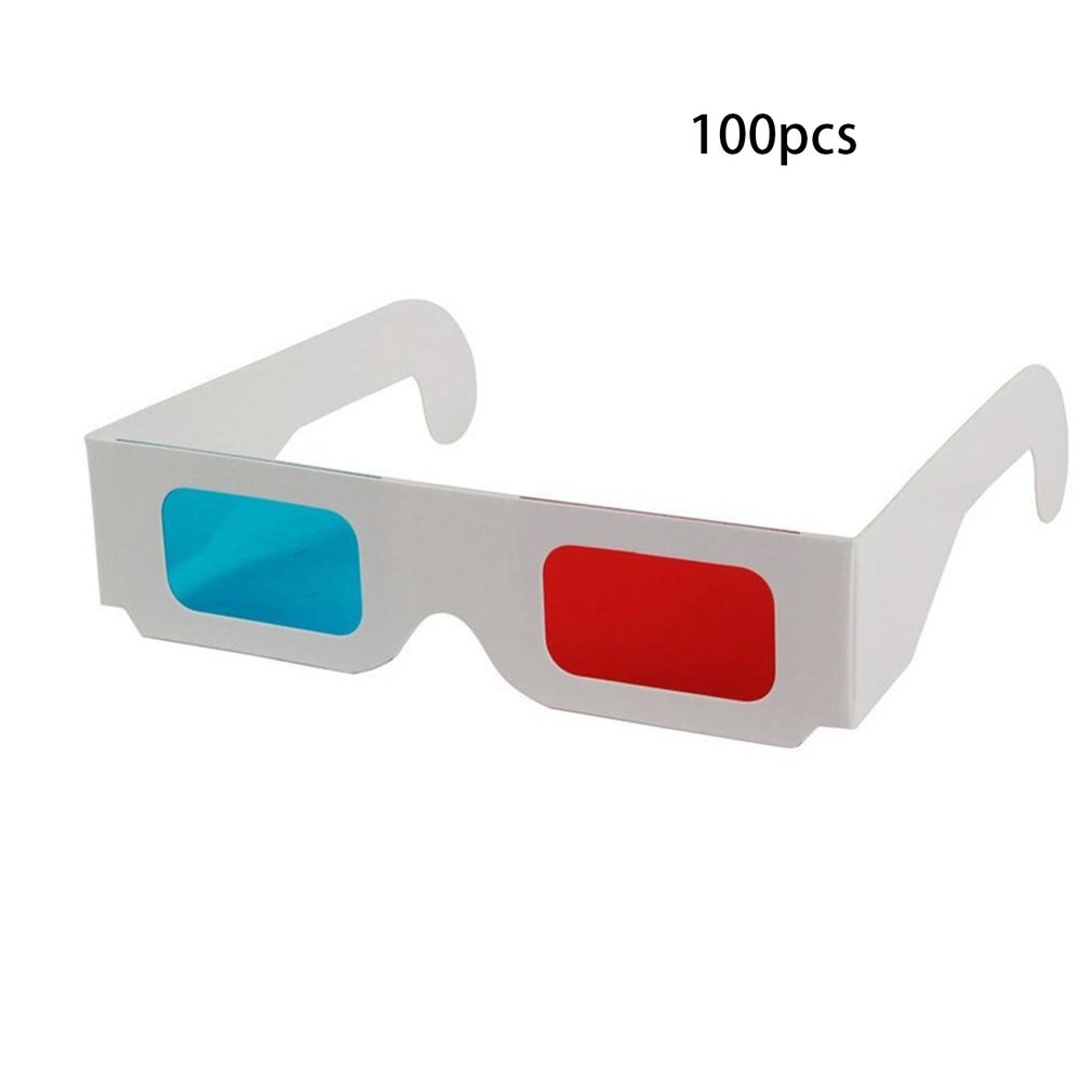 50Pcs/100Pcs/10 Stks/partij Universele Papier Anaglyph 3D Bril Papier 3D Bril Bekijken Anaglyph Rood/blauw 3D Glas Voor Movie Video: 100pcs