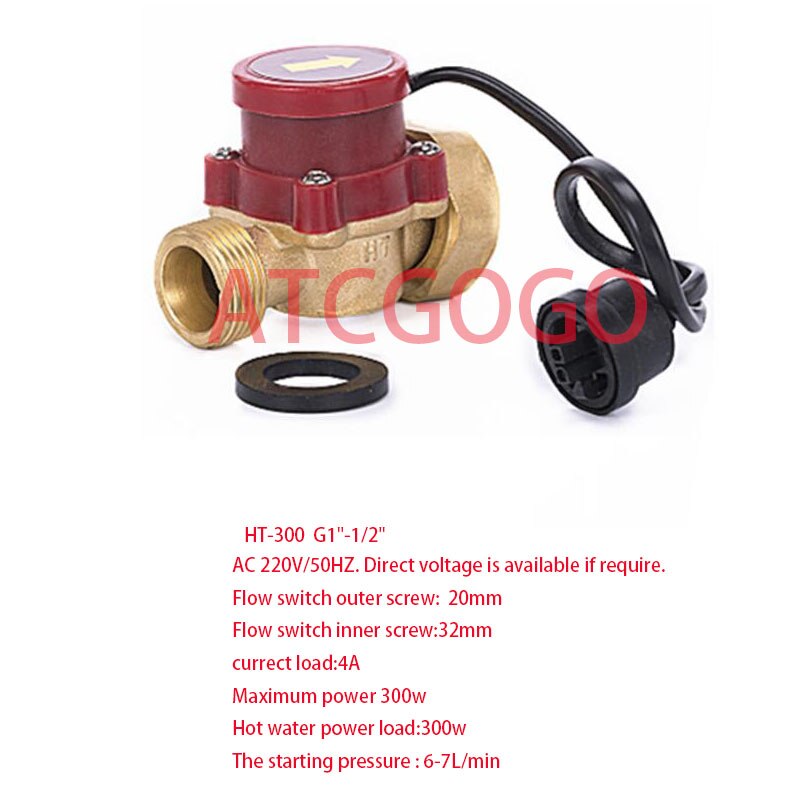 G1 To 3/4 Water Pump Flow Switch Magnetic Circulation Boosting Pump Full Coppe Pressure Original Waterproof Control Sensor: 1inch to  4 points