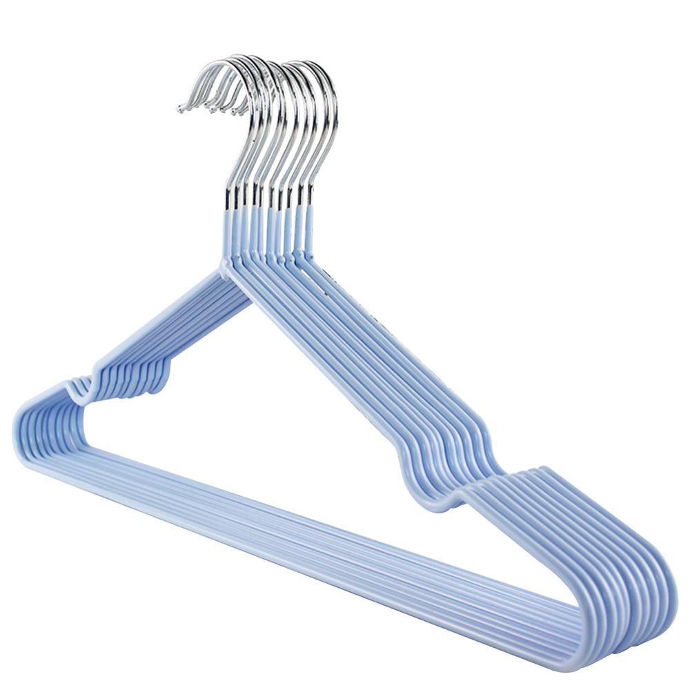 10pcs Children Adult Clothes Hanger Clothes Drying Rack Non-Slip Metal Shirt Hook Hangers Coat Hanger Clothes Accessories Rack: Blue / adult
