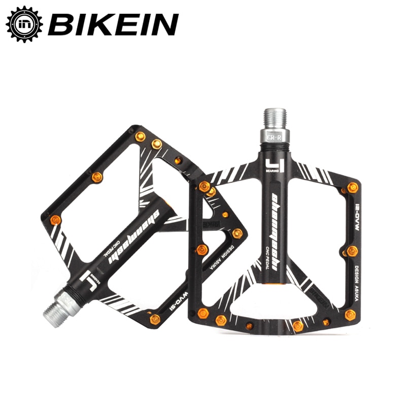 BIKEIN Ultralight Cycling Bicycle MTB CNC Aluminum Pedal 4 Sealed Bearing Pedals Flat Pedals Mountain Bike Parts 7 Colors 310g