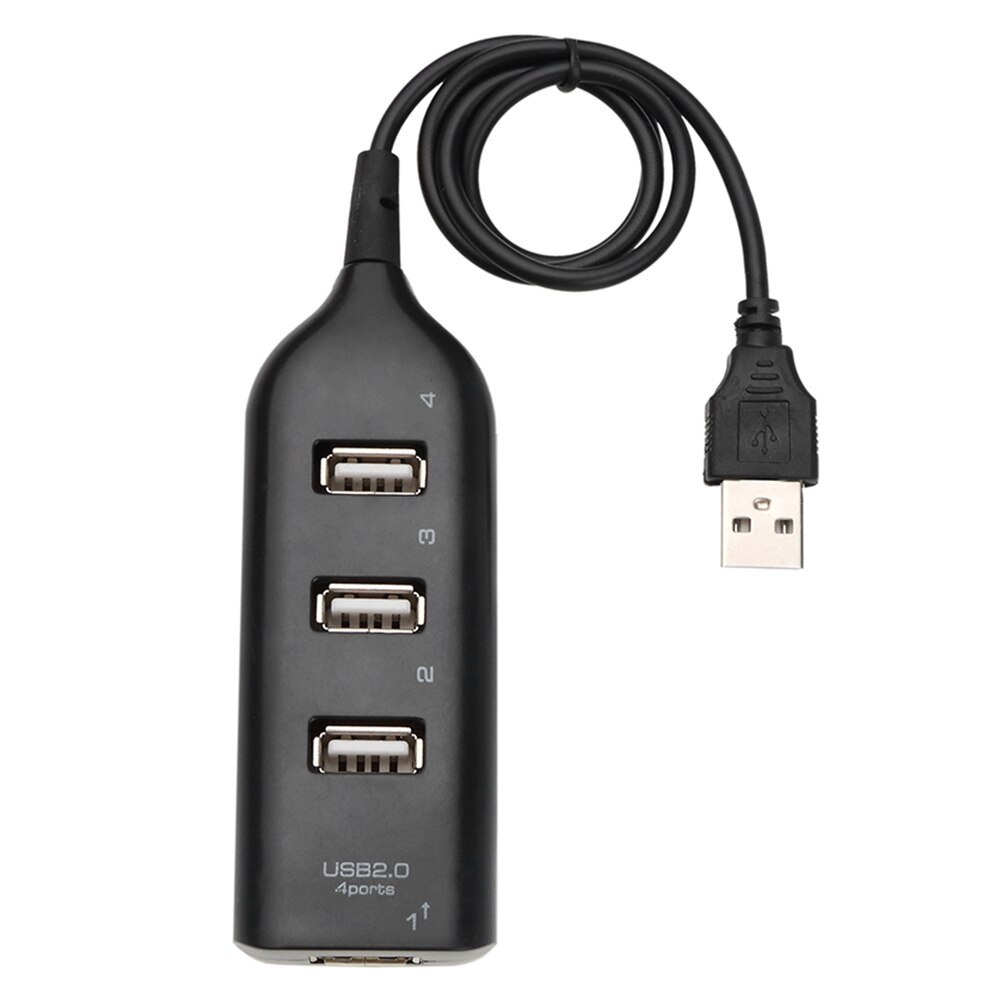 Usb Hub 5Mbps High Speed Multi Usb 2.0 Adapter Expander Duurzaam Praktische Multi-Functionele 4 Poort Computer Splitter: Black