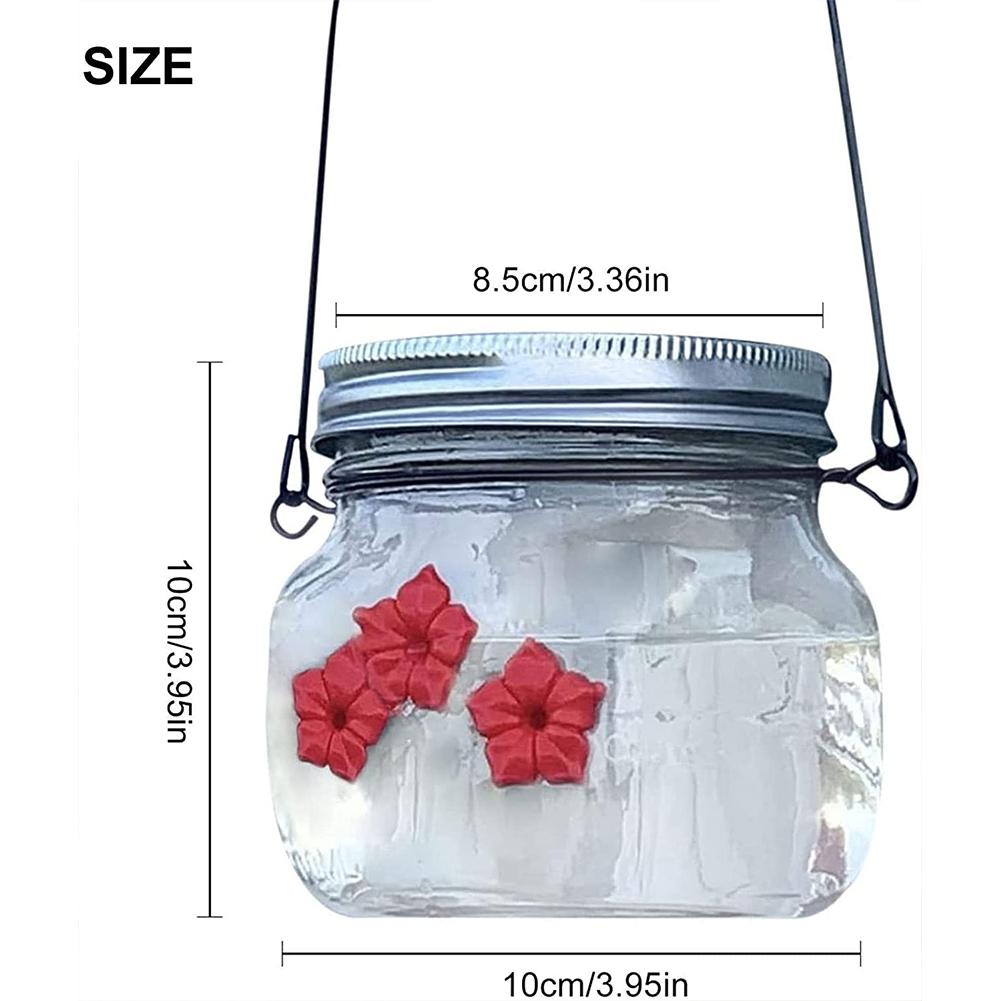 Hanging Hummingbird Feeder Outdoor Garden Bird Feeder Drinker Transparent Mason Jar Flower Decoration Birds Accessories Supplies