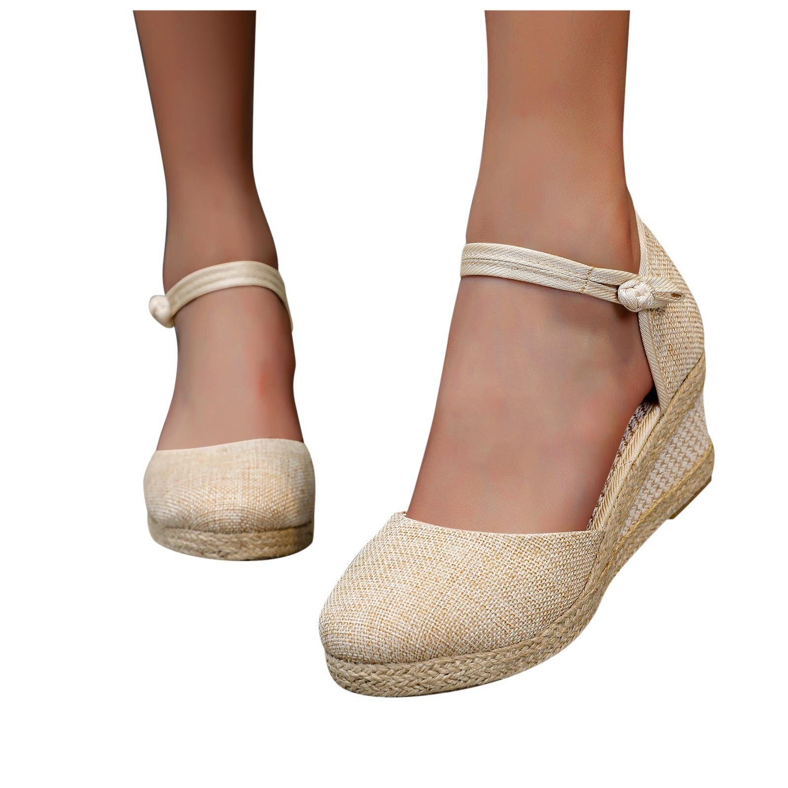 Vrouwen Slip-On Outdoor Leisure Wiggen Sandalen Vrouwen Sandalen Retro Slippers Strand Zomer Schoenen voor Vrouwen: Beige / 39