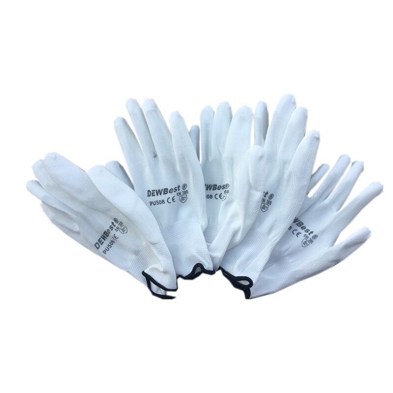 DMF work safety gloves, 13g Pu palm coating protective gloves, four colors of workplace safety protection articles are available