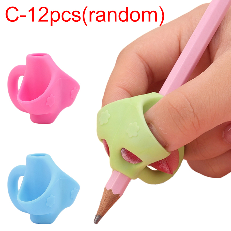 Corrector de escritura con agarre de lápiz, herramienta de corrección de postura de 3 dedos/2 dedos, entrenador, bolígrafo para niños, soportes de agarre para escritura, 12/9/1 Uds.: Azul marino