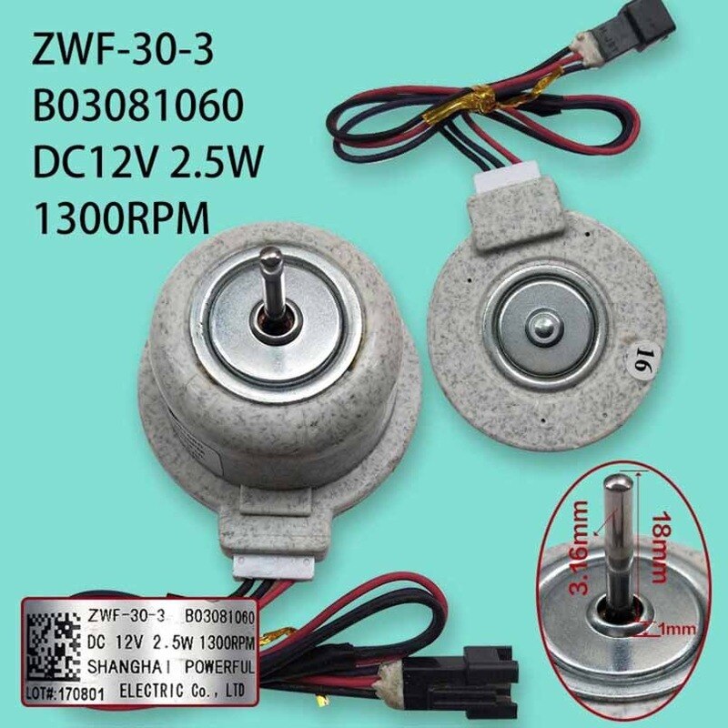 ZWF-30-3 Voor Koelkast Motor Dc 12V Fan Motor