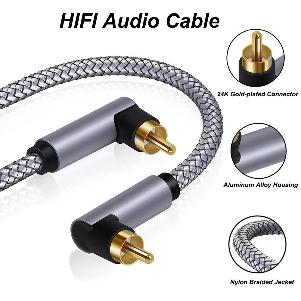 Vergulde HIFI Audio Kabel 90 Graden Digitale RCA Naar RCA Mannelijke Coaxiale Versterker SPDIF Koord Voor Home Theater HDTV Accessoires