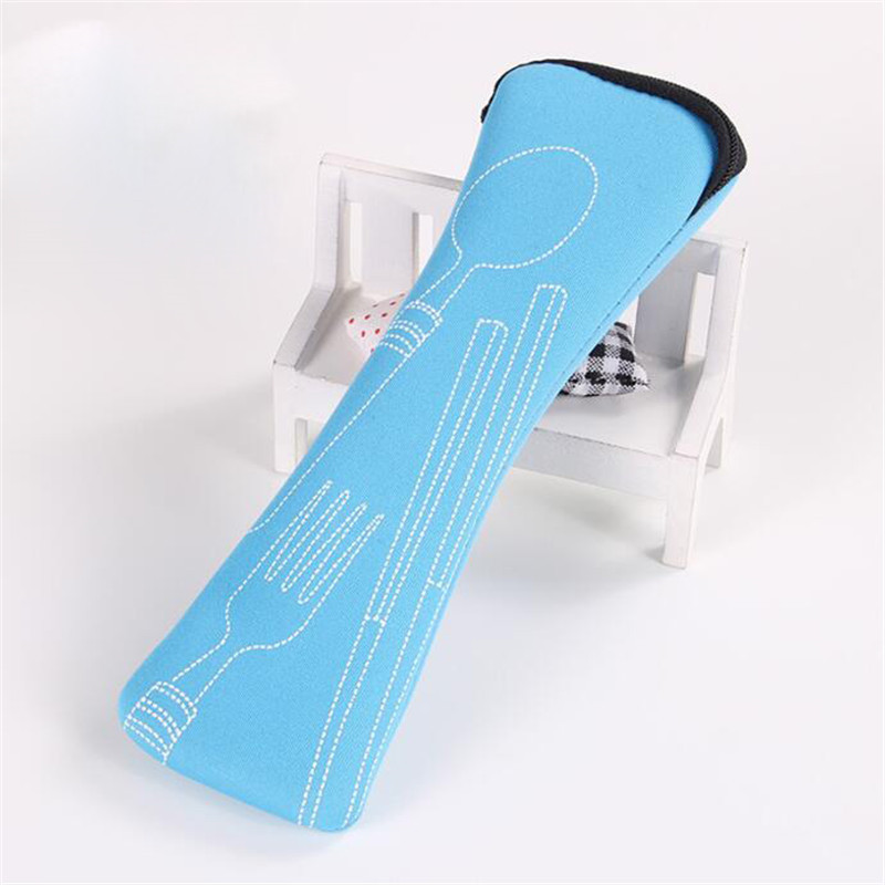 1PC Geschirr Tasche Waschbar mit Reißverschluss Reise Besteck Bausatz fallen Tragbaren Tasche Für Abendessen Haushalt Werkzeug Reisen Zubehör: Blau