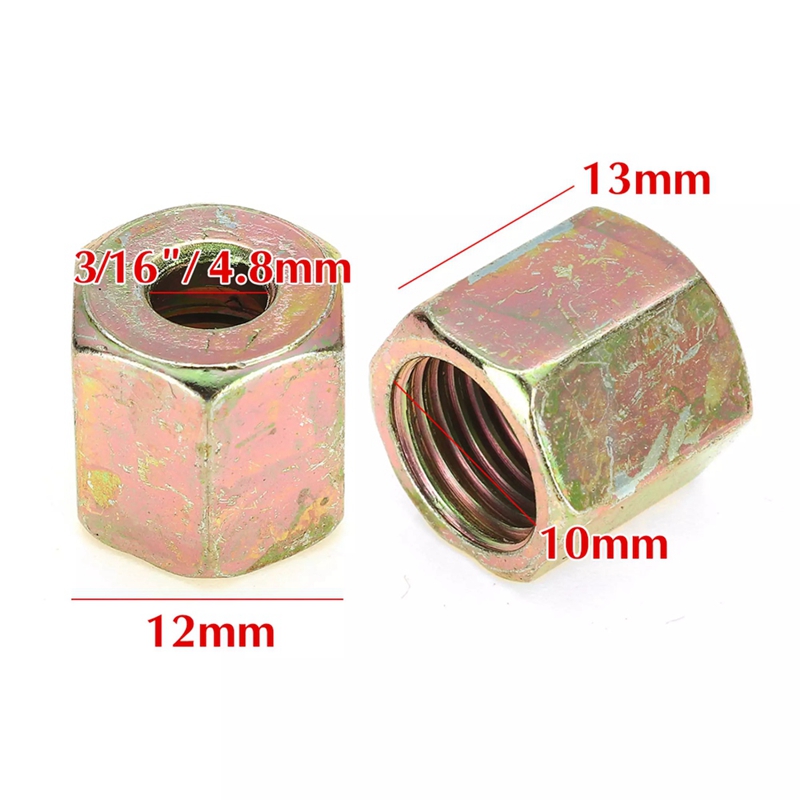 50 pcs male/female end union brake pipe screw nuts  m10 x 1mm 3/16 inch od copper brake pipes line pipe fittings metric