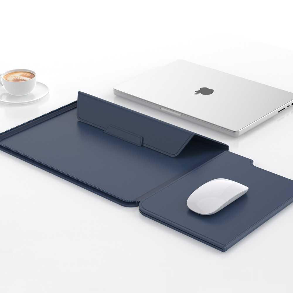 Lederen laptoptas Waterdicht Stofdicht Laptophoes met Notebook Standhouder Muismat voor 13-14 inch Macbook HP Lenovo Dell