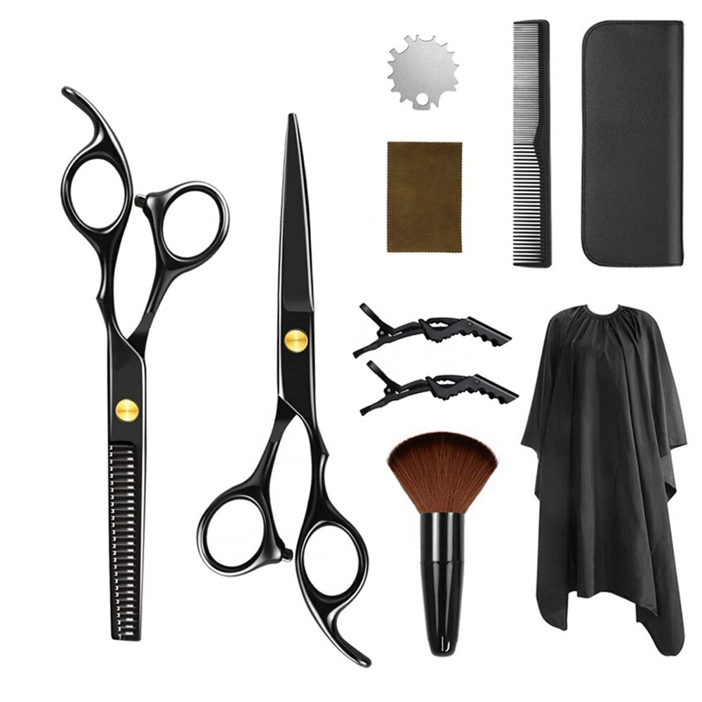 Professionele Kappers Hair Schaar Voor Kapper Snijden Dunner Barbershop Kapsel Schaar Kapper Benodigdheden Set Kit: 10PCS SET