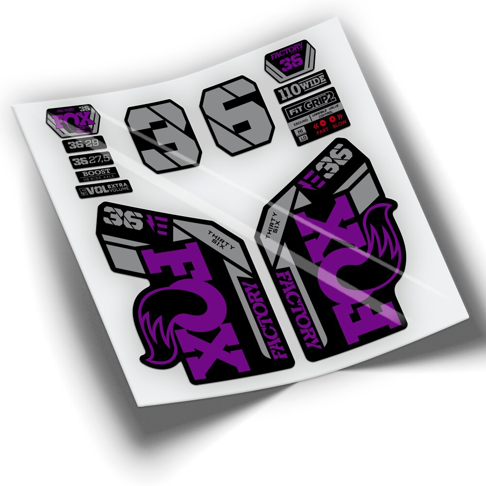 Naklejki widelec FOX 36 fabryka EBIKE 2021 BICOLOR WP428 naklejki rower górski naklejki rowerowe akcesoria rowerowe: Violet