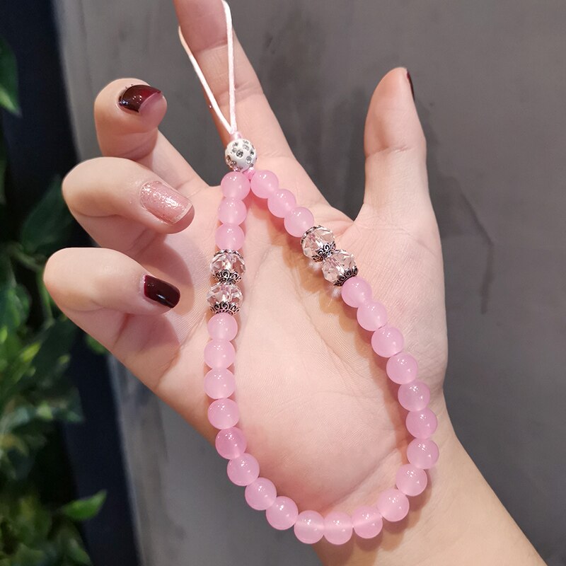 Cute Charm Rhinestone Mobile Phone Chain Rope Crystal Bead Bracelet For iPhone Huawei Mobile Phone Keychain Bead Lanyard: 04