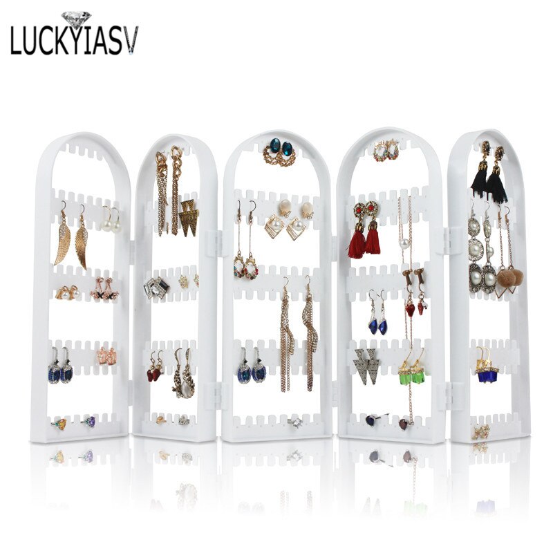 Black 120/180/240/300/360 holes Plastic Earrings Studs Display Rack Folding Screen Earring Jewelry Display Holder Storage Box: 5W-300 holes