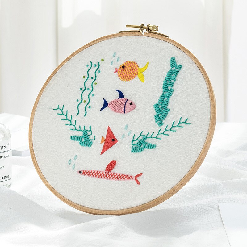 Red Bud Flowers Embroidery Kit DIY Needlework Houseplant Pattern Needlecraft for Beginner Cross Stitch Artcraft(Without Hoop)