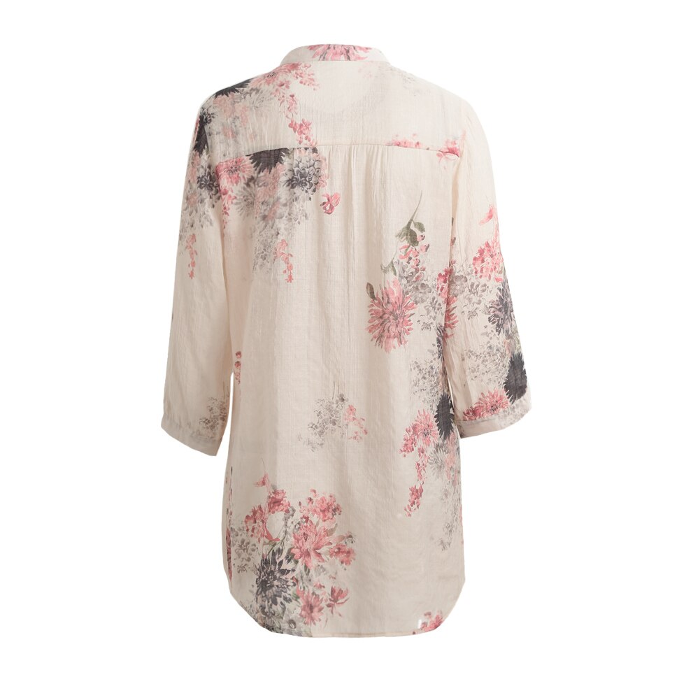 Blusa vintage con estampado floral para mujer, blusa informal de talla grande, de manga 5xl 3/4 para otoño, blusas largas