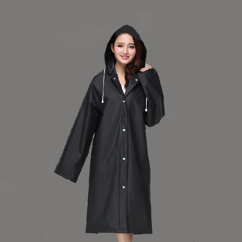 FGHGF di Modo di EVA Donne Impermeabile Ispessito Impermeabile Cappotto di Pioggia Donne Sereno Trasparente di Campeggio Impermeabile Impermeabili Vestito: Black