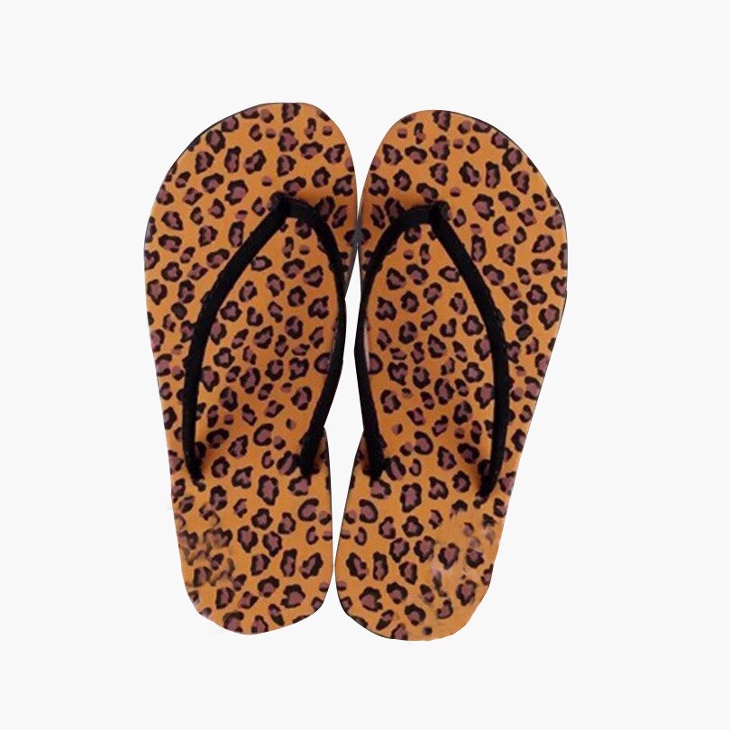 Women Summer Leopard Print Flip Flops Casual Shoes Slip Outdoor Sandals Ladies Summer Casual Beach Slipers Босоножки #T1P: Coffee  / 37