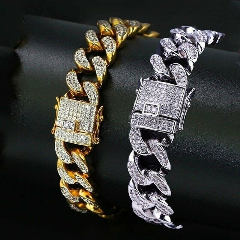 Men's Heavy Solid Alloy Curb Chain Bracelet Sand Blast BangleMen Hip Hop Rock Bracelet Jewelry Wrist Chain Bangle