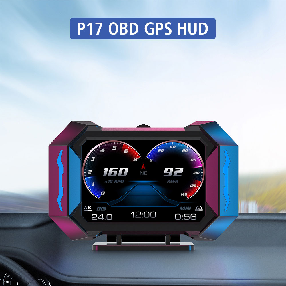 Ylinopeushälytys kaltevuusmittari obd gps head-up-näyttö  p25 kiihtyvyysanturi kello km/h rpm matkamittari nopeusmittari auton hud 3 tuumaa