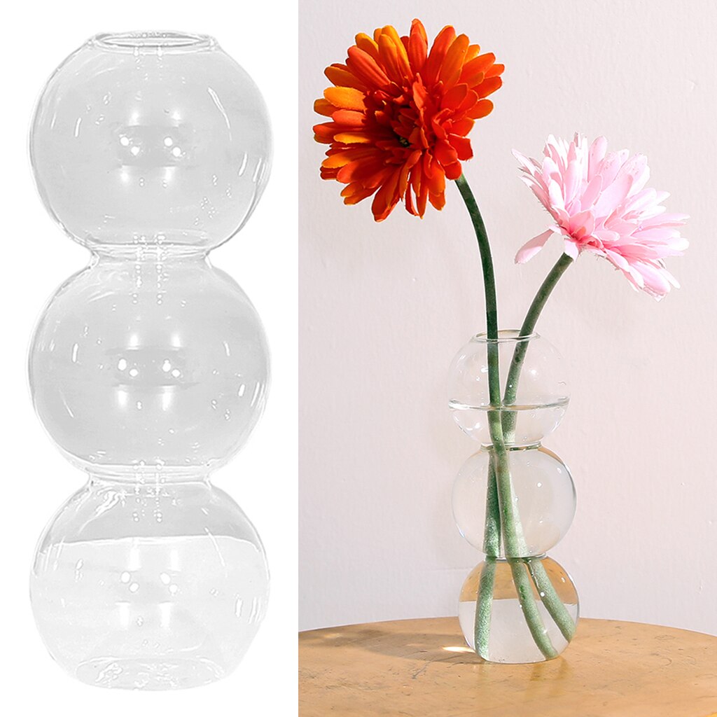 Bubble Glass Vase Green Plants Hydroponics Planter Housewarming Decorative: 3 Balls