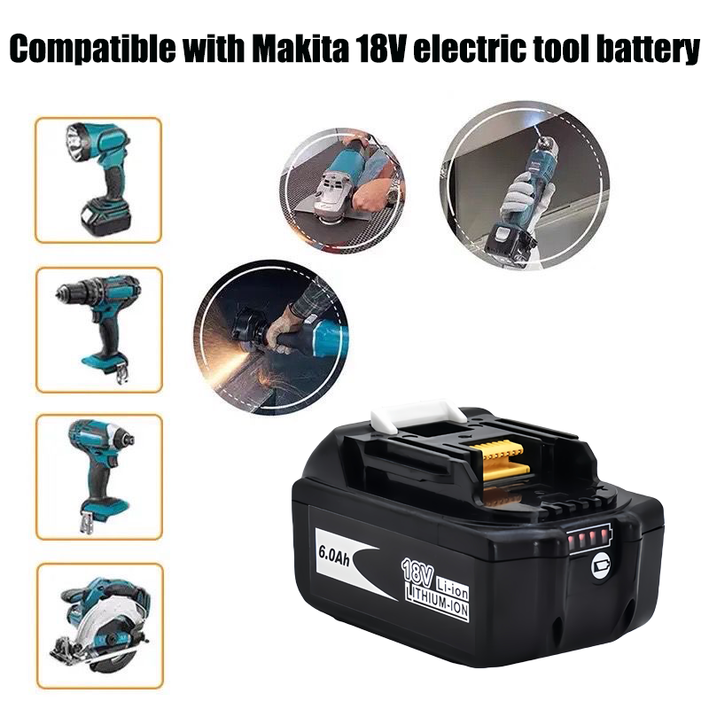 Do elektronarzędzi Makita 18V 6000mAh Akumulator z diodą LED Li-ion Zamiennik LXT BL1860B BL1860 BL1850 + 4A Ładowarka