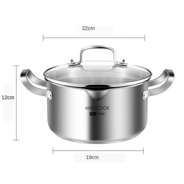 Stainless Steel Stock Pot Casserole Cooking Stockpot with Toughened Glass Lid and Non-Slip Stay-Cool Handles