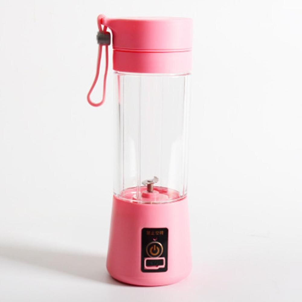 Bærbar størrelse usb elektrisk frugtjuicer håndholdt smoothie maker blender genopladelig mini bærbar juice kop vand: Lyserød