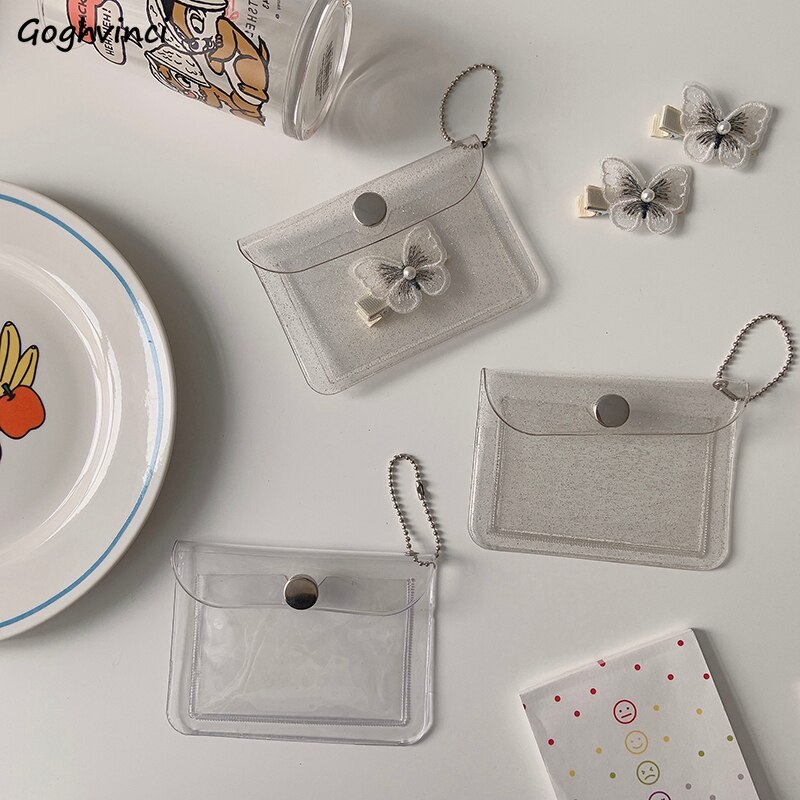 Myntplånböcker solid transparent liten kreditkortshållare pvc enkel unisex avslappnad multifunktion chic trendig nyckelplånbok vattentät