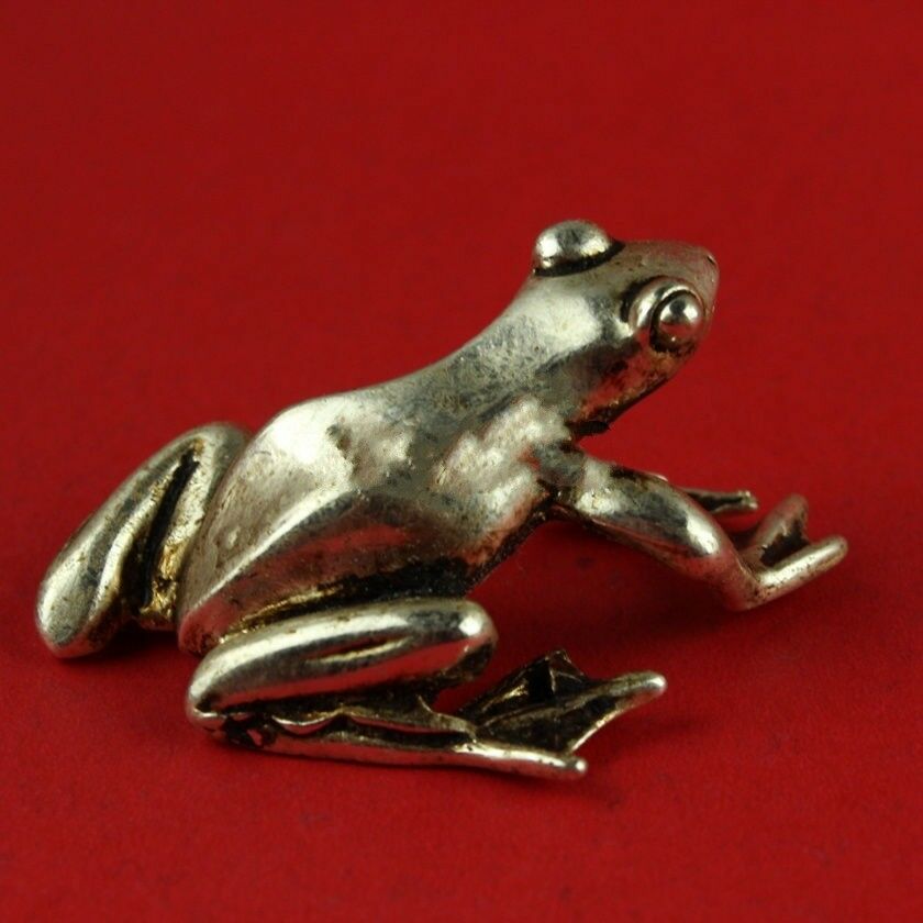 Chinese decorate Tibet Buddhism Miao Silver frog Statue