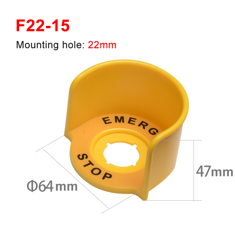 22mm yellow emergency stop button protection cover button switch emergency mushroom head protection seat protection cover ring: F22-15