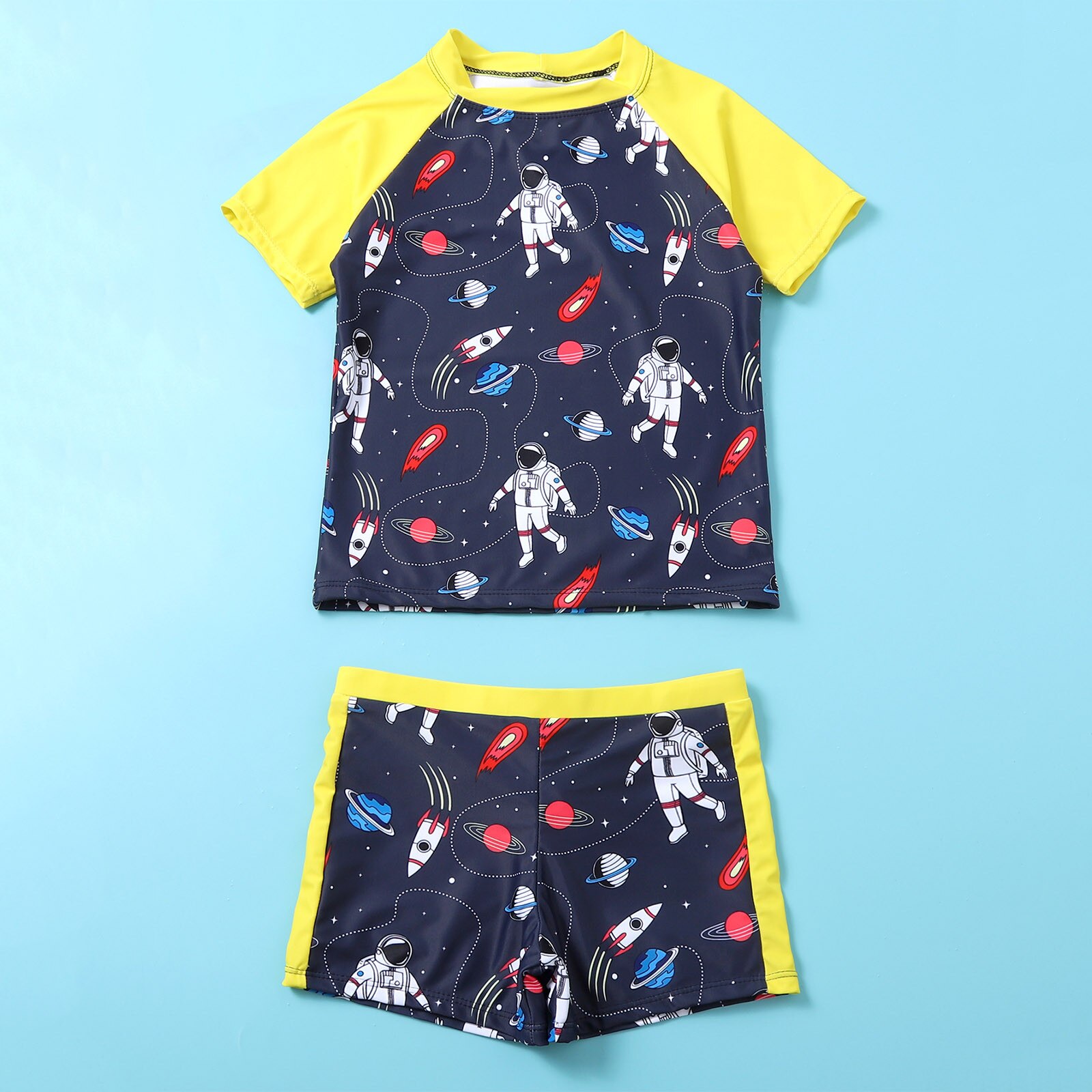 Peuter Kids Baby Jongens Badmode Cartoon Korte Mouwen Badmode Katoen Zacht Badpak Zomer Outfits Set Voor Baby Boy Kleding