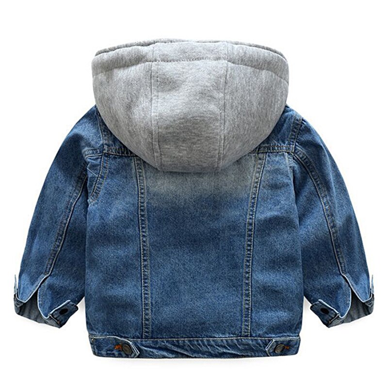 Baby boy clothes baby boy spring and autumn denim jacket boy cardigan hooded fashion casual sports denim jacket