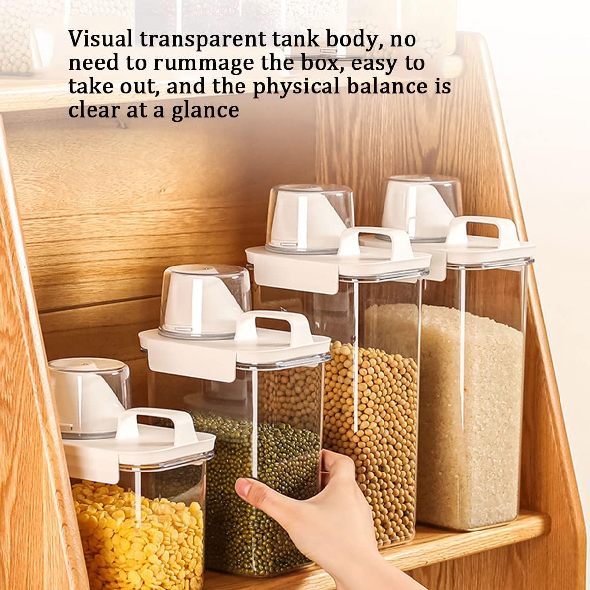 Grand bac hermétique pour le stockage des aliments, tasse à mesurer, plastique transparent, cuisine et garde-manger, organisateur de farine