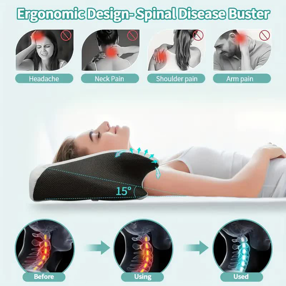 Almohada de cuello con memoria para dormir de mariposa, cómoda almohada para dormir de espuma viscoelástica de rebote lento, almohada para cama de masaje de cuello ortopédico Cervical