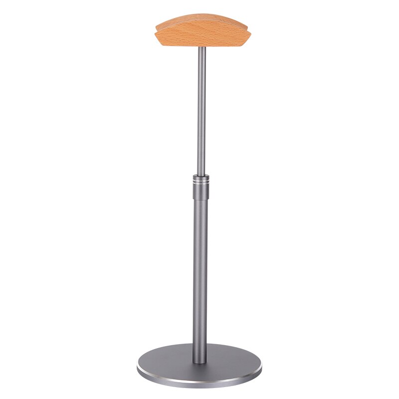 JINSERTA Aluminum Alloy Headphone Holder Up and Down Adjustable Headset Stand Bracket Display Shelf Wooden Desktop Hanger: Deep gray-beech