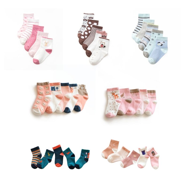 5 Paar/satz Kleinkind Baby Weiche Baumwolle Socken Keine-Unterhose Karikatur Boden Strumpf Frühling Herbst Winter Warme Mittel Rohr Sox für freundlicher Jungen