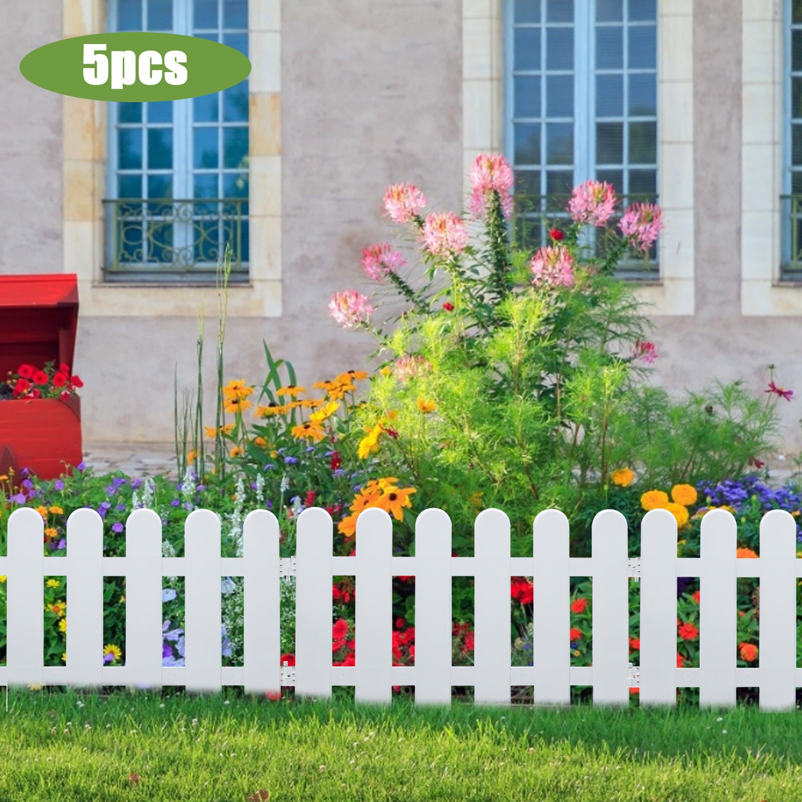 5PCS Garden Picket Fence Plastic Detachable Courtyard Indoor Garden Fence Lawn Wedding Garden Decoration Vegetable Small Fence