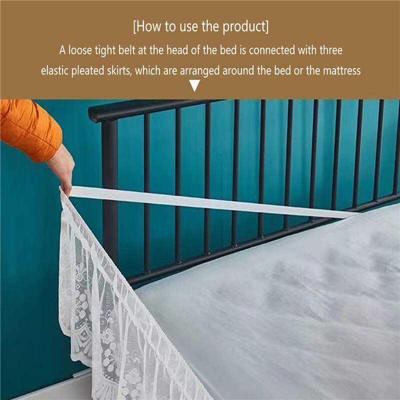 Ruffles Lace Bed Skirt Soft Microfiber Large Size Dust-proof Protector Silk Bed Sheet Wrap Around Three Side Bedroom Accessory