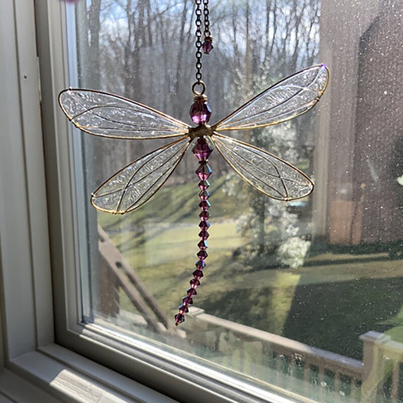Dragonfly Crystal Dragonfly Window Hanging Decor Crystal Dragonfly Pendant Ornament for Patio Garden Lawn